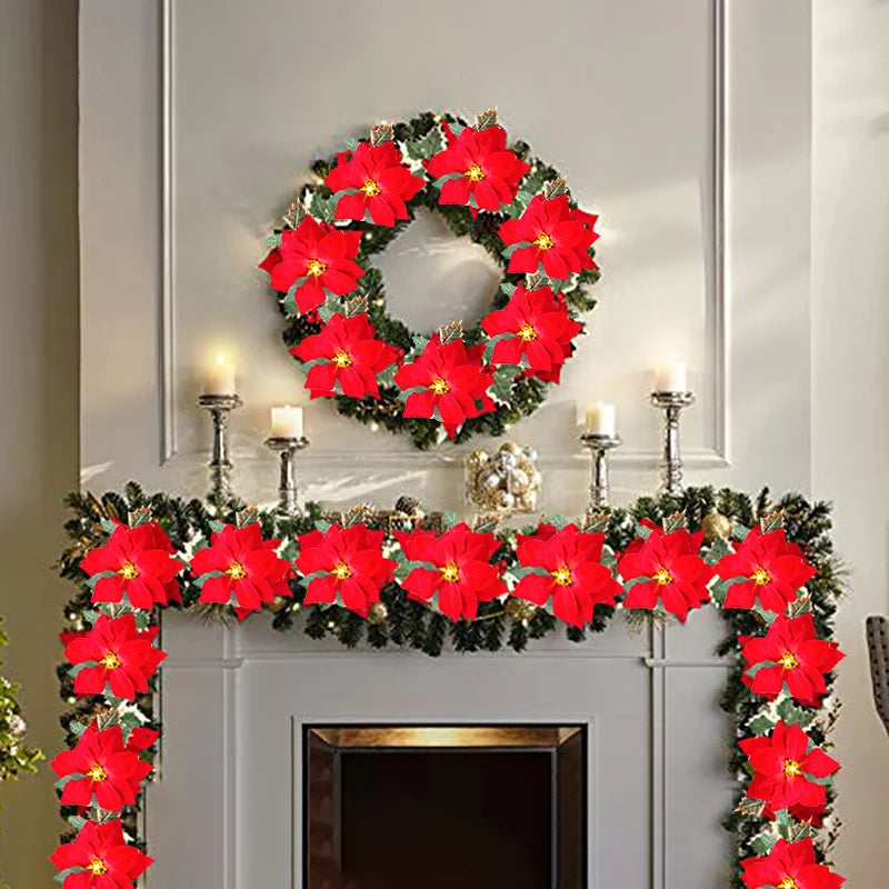 Energibesparande LED Poinsettia Ljus - Skapa Festlig Stämning