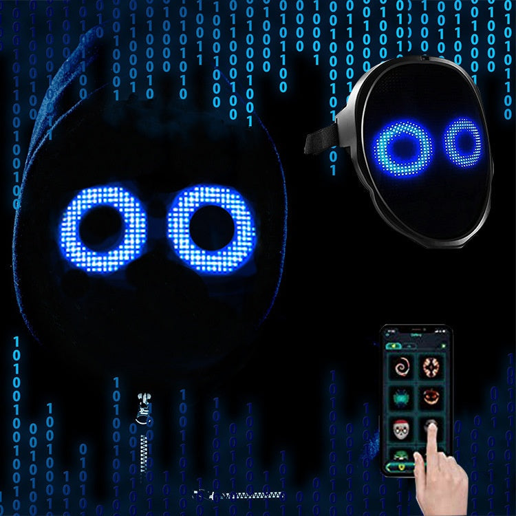 Uppladdningsbar LED-mask med digital ansiktsförändring för fest