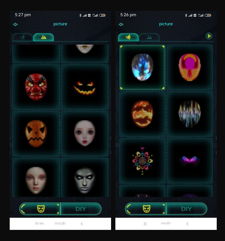 Uppladdningsbar LED-mask med digital ansiktsförändring för fest