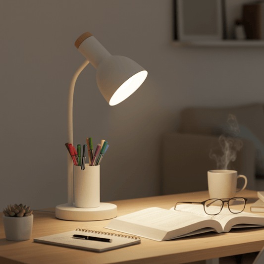 Moderne LED Bordlampe med Penneholder og Justerbart Lys