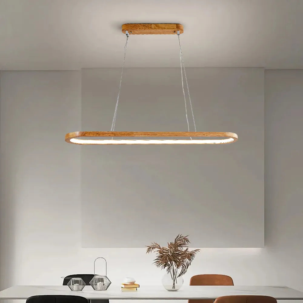 Moderne LED Loftlampe i Træ – Elegant og Energibesparende