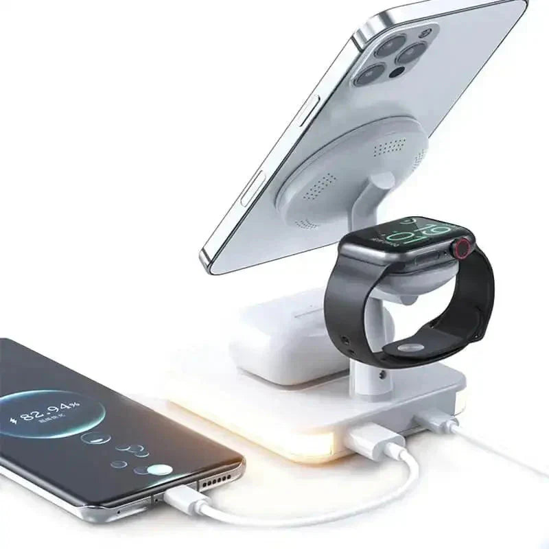 3-i-1 Trådlös Laddare med Snabb Magnetisk Laddning för Apple-enheter