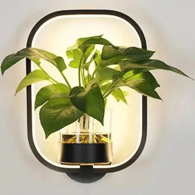 Elegant LED Væglampe med Indbygget Planteholder