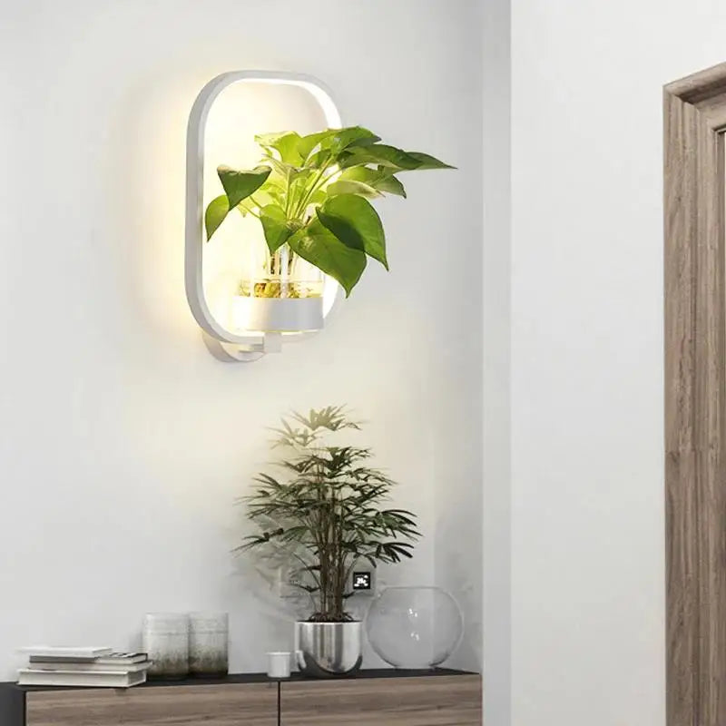 Elegant LED Væglampe med Indbygget Planteholder