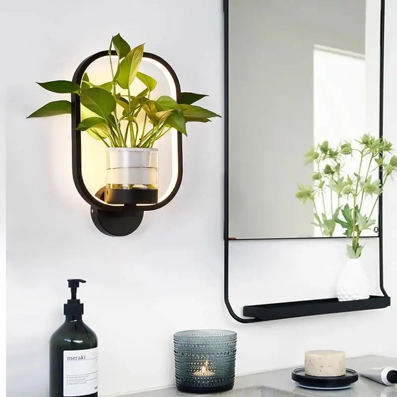 Elegant LED Væglampe med Indbygget Planteholder