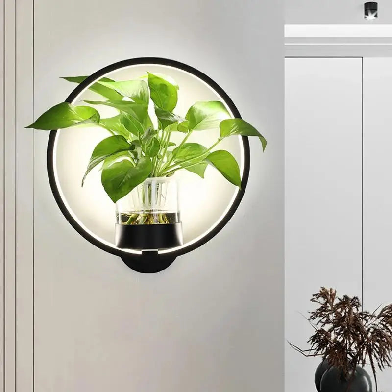 Elegant LED Væglampe med Indbygget Planteholder