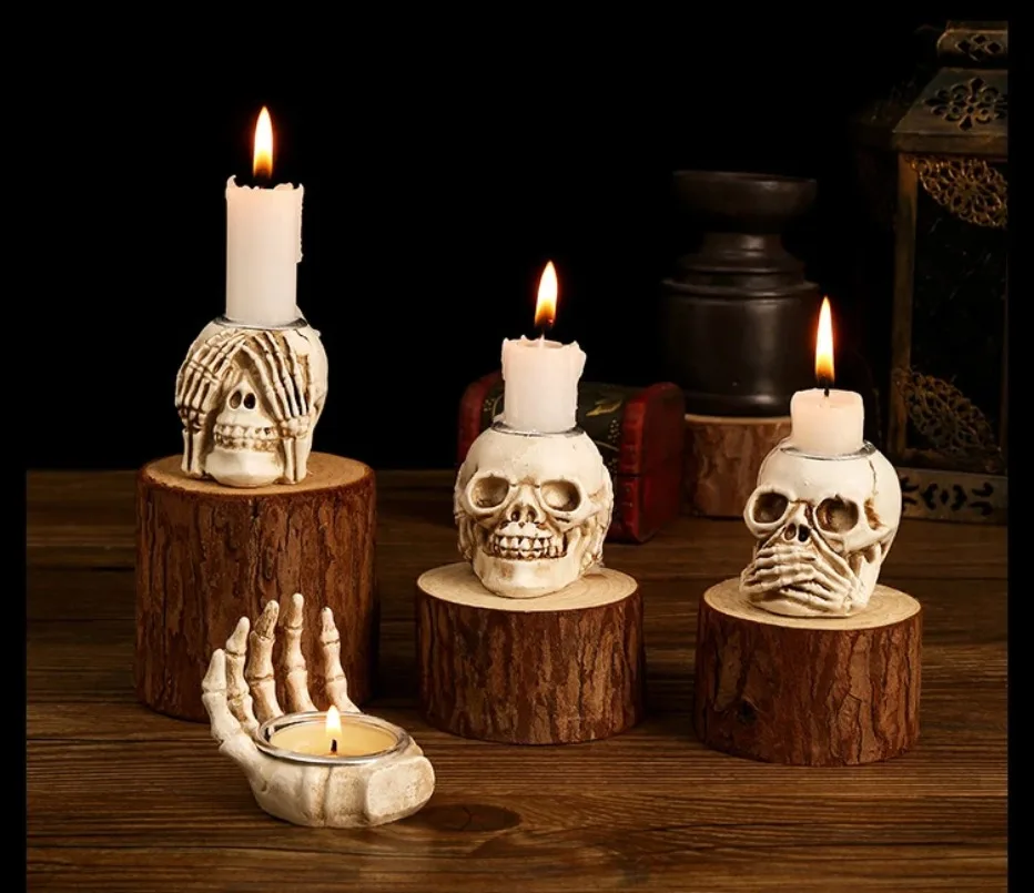 Elegant skelettljusstakeset till Halloween - 3 st.