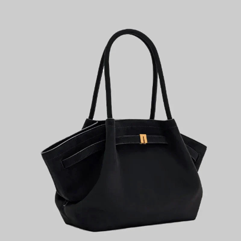 Elegant Skuldertaske til Kvinder - Stort Rum, Stilfuldt Design, Sort Kunstlæder