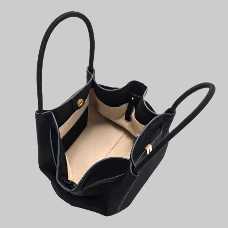 Elegant Skuldertaske til Kvinder - Stort Rum, Stilfuldt Design, Sort Kunstlæder