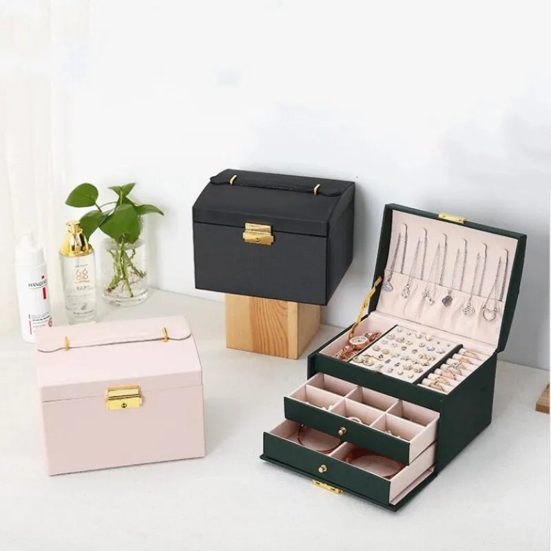 Elegant Smyckeskrin med 3 Lådor och Mjuk Insida