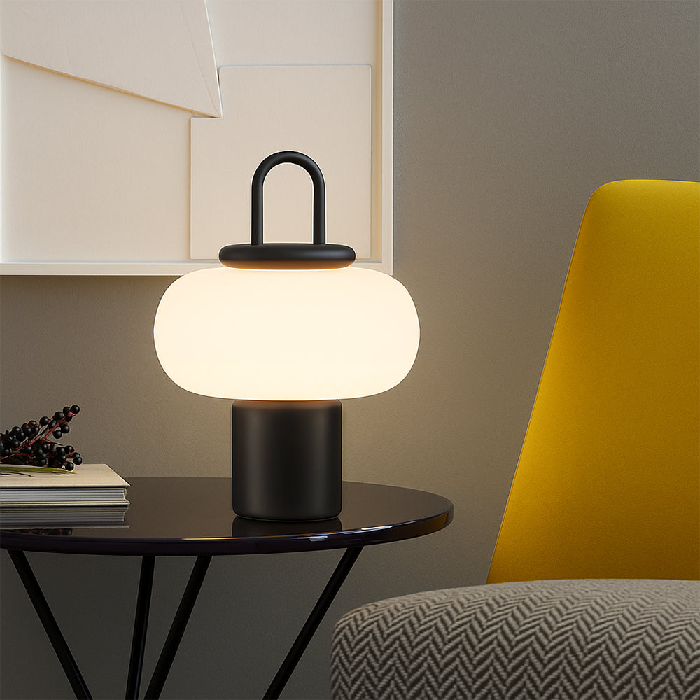 Stilren glasbordlampe med blødt LED-lys til soveværelset