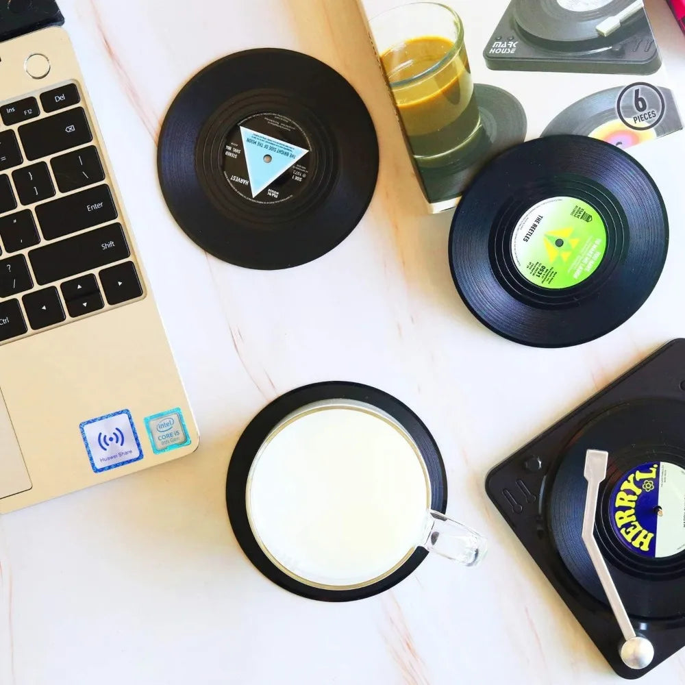 Retro Glasunderlag i Vinyl Design - Perfekt til Musikelskere