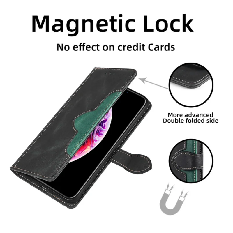 Læderetui med magnet til iPhone og kortlomme