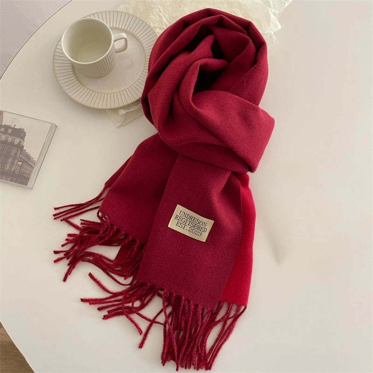 Elegant Pashmina Tørklæde med Dobbelt Design & Kvaster