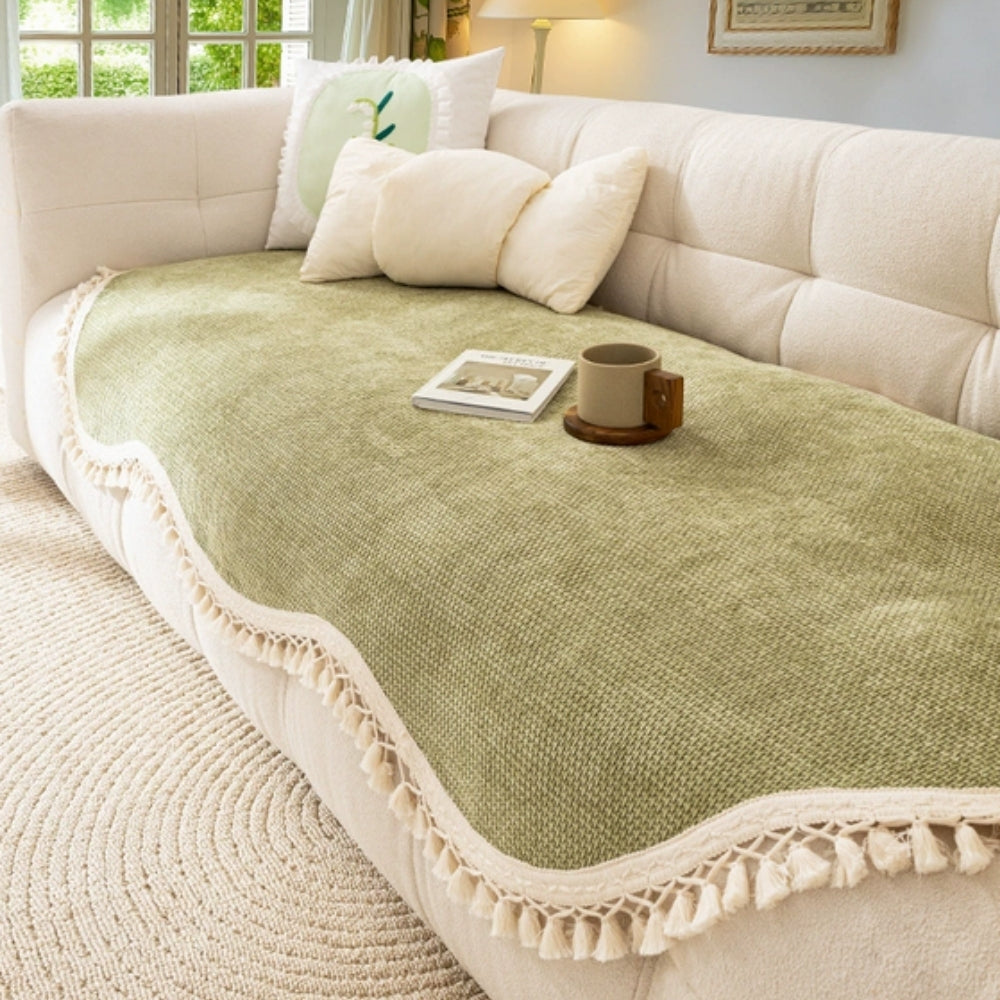 Elegant Sofaovertræk i Chenille med Moderne Quaster