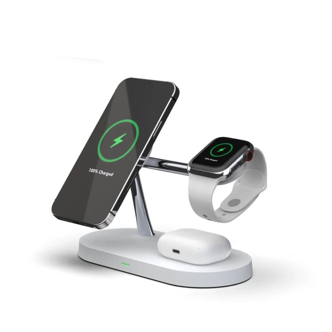 Trådløs 3-i-1 Oplader til Smartphone, Ur & Høretelefoner