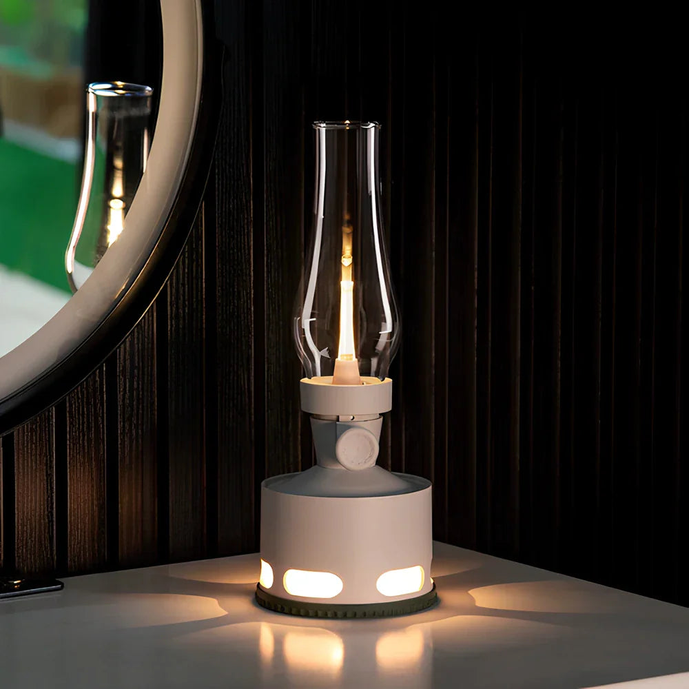 Retro LED-bordslampa med lång batteritid och unik funktion