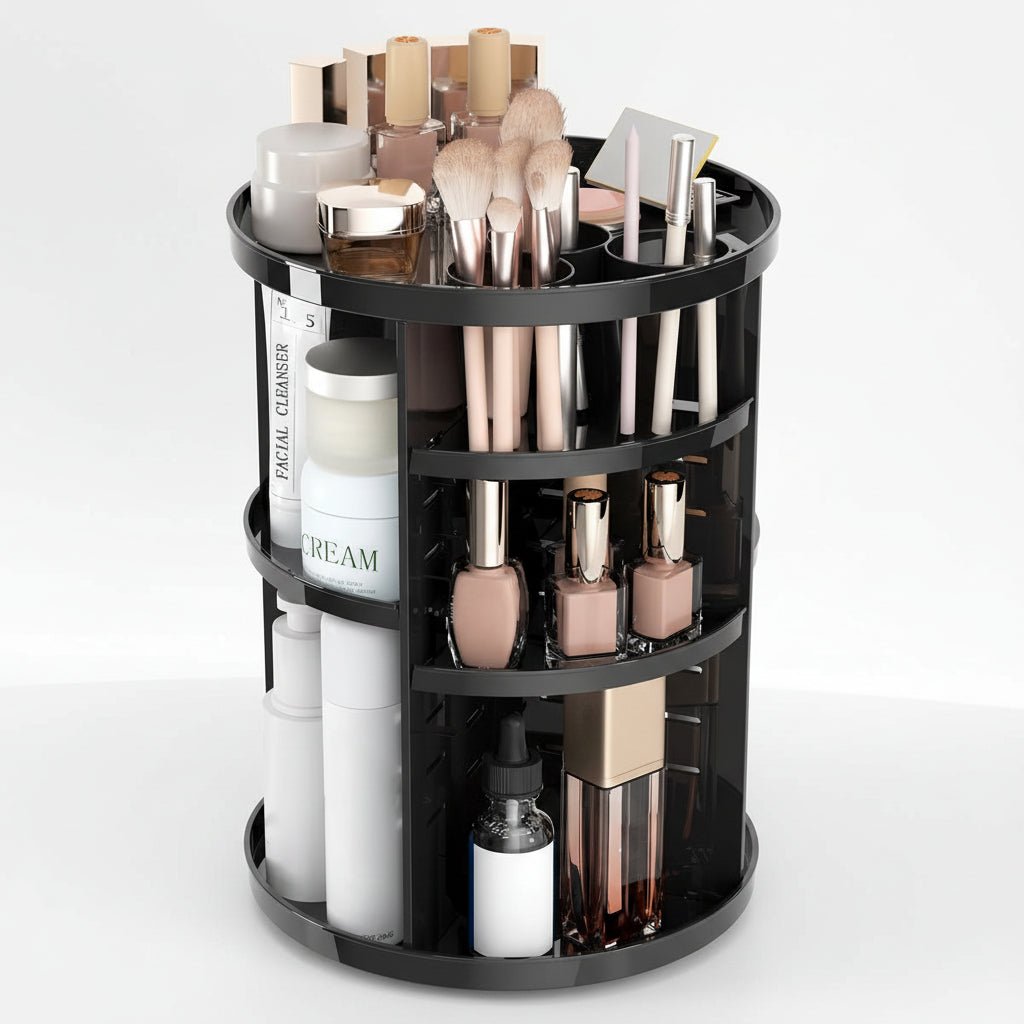 Roterende Makeup Organizer med Justerbar Højde og Stor Kapacitet