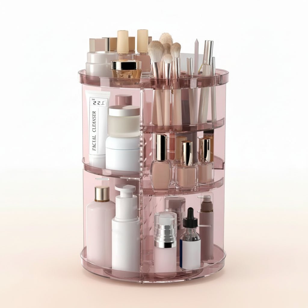 Roterende Makeup Organizer med Justerbar Højde og Stor Kapacitet