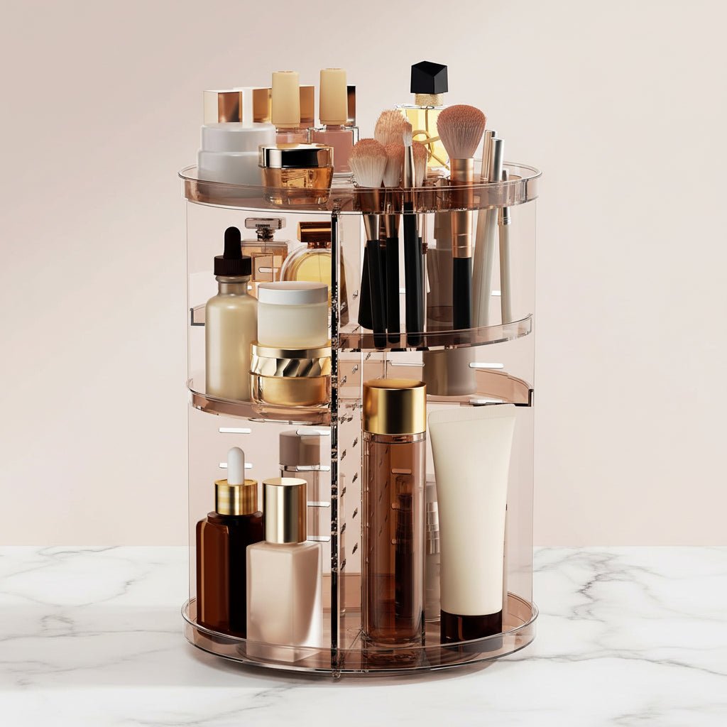 Roterende Makeup Organizer med Justerbar Højde og Stor Kapacitet