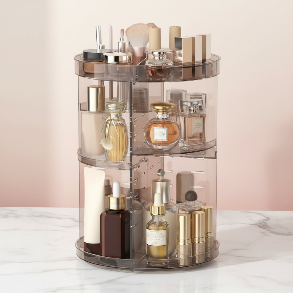 Roterende Makeup Organizer med Justerbar Højde og Stor Kapacitet
