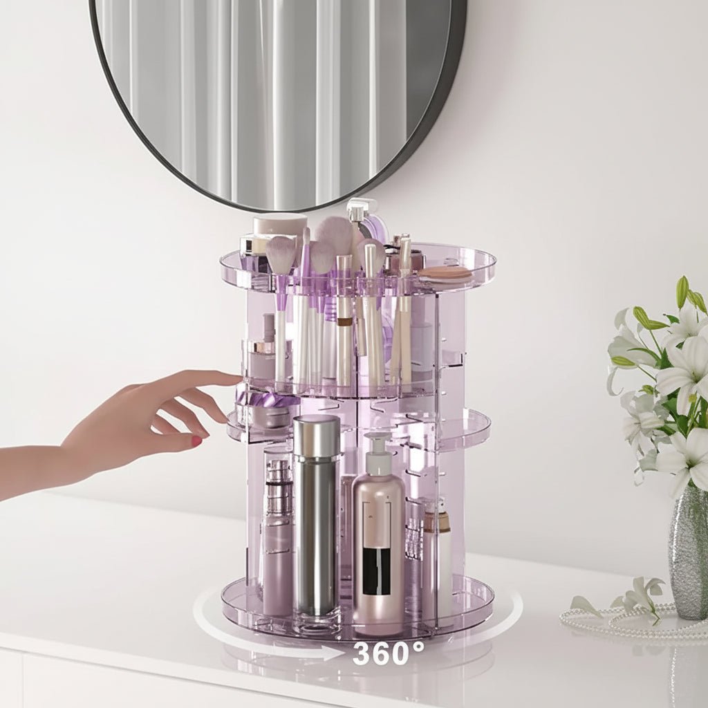 Roterende Makeup Organizer med Justerbar Højde og Stor Kapacitet