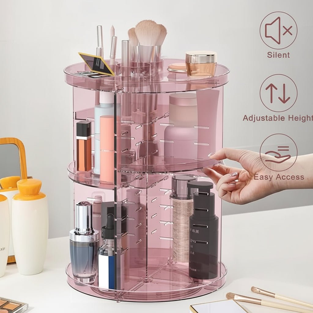 Roterende Makeup Organizer med Justerbar Højde og Stor Kapacitet