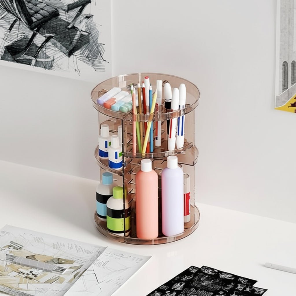 Roterende Makeup Organizer med Justerbar Højde og Stor Kapacitet