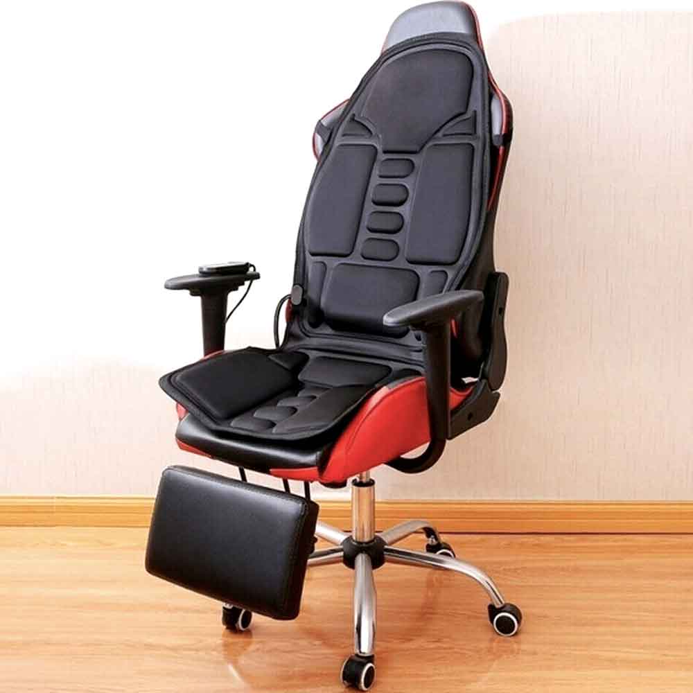 Ergonomisk Massage Sædeovertræk med Shiatsu og Vibration til Nakke, Ryg & Lår - Inkl. Varmefunktion, Biladapter & Fjernbetjening
