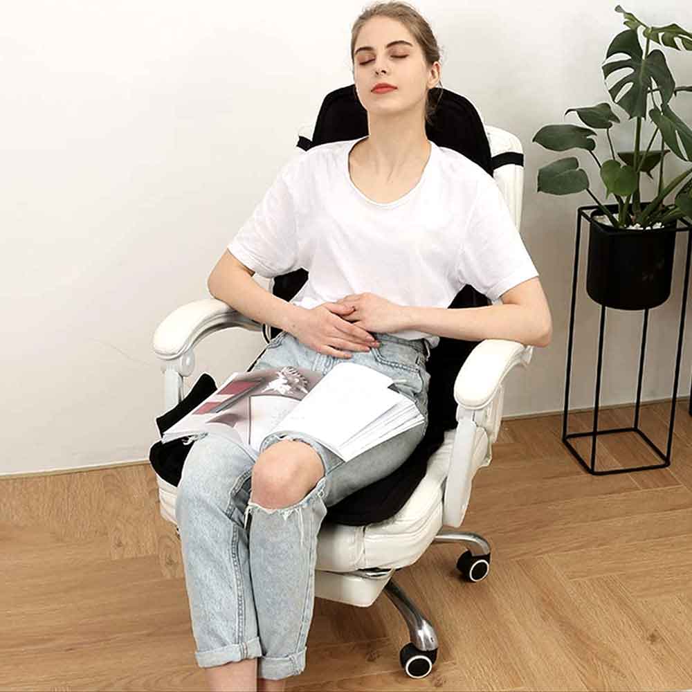 Ergonomisk Massage Sædeovertræk med Shiatsu og Vibration til Nakke, Ryg & Lår - Inkl. Varmefunktion, Biladapter & Fjernbetjening