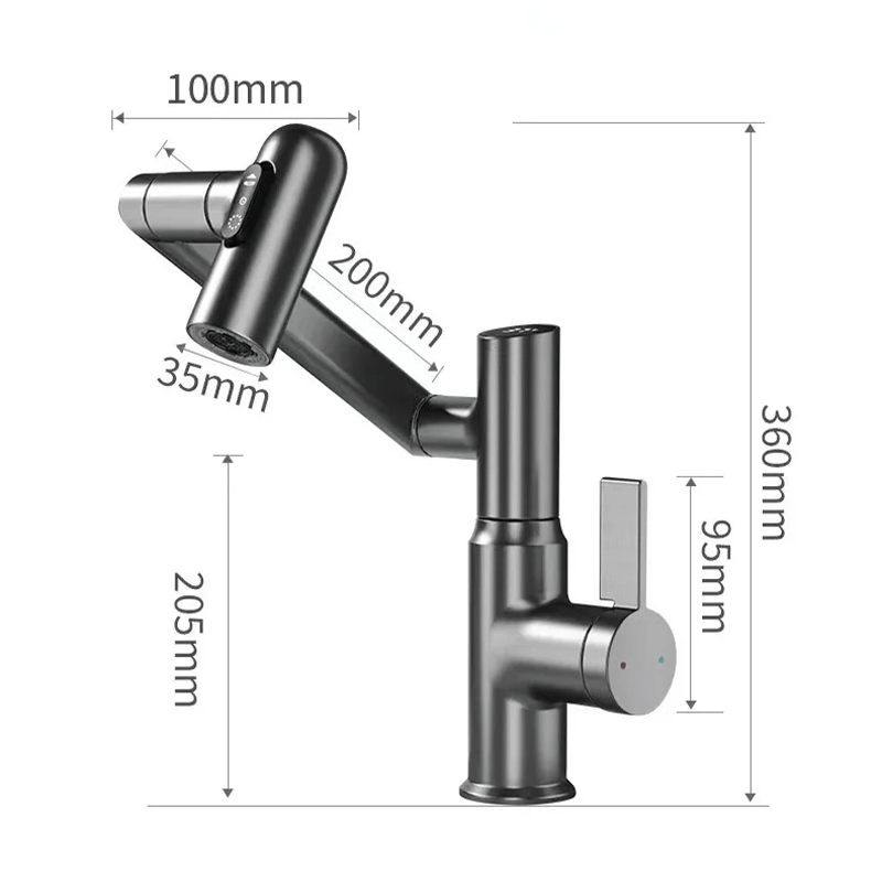 LED Vandhane med 360° Rotation - Fleksibilitet og Temperaturvisning