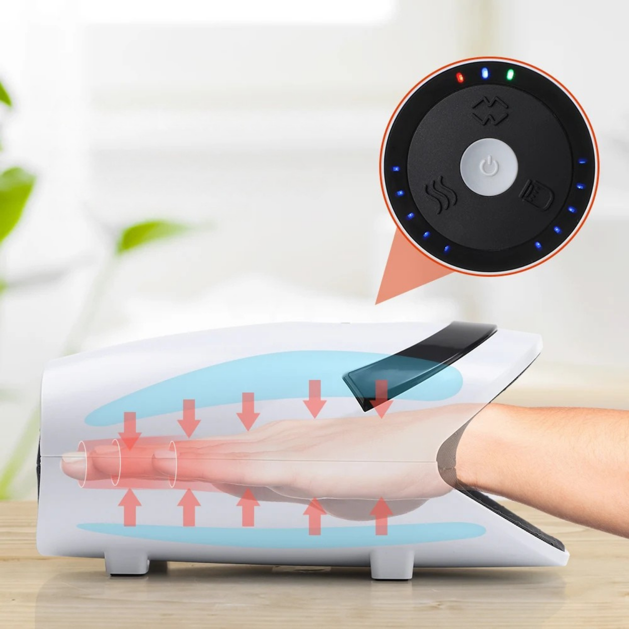 Intelligent handmassageapparat med värme och avslappnande behandling