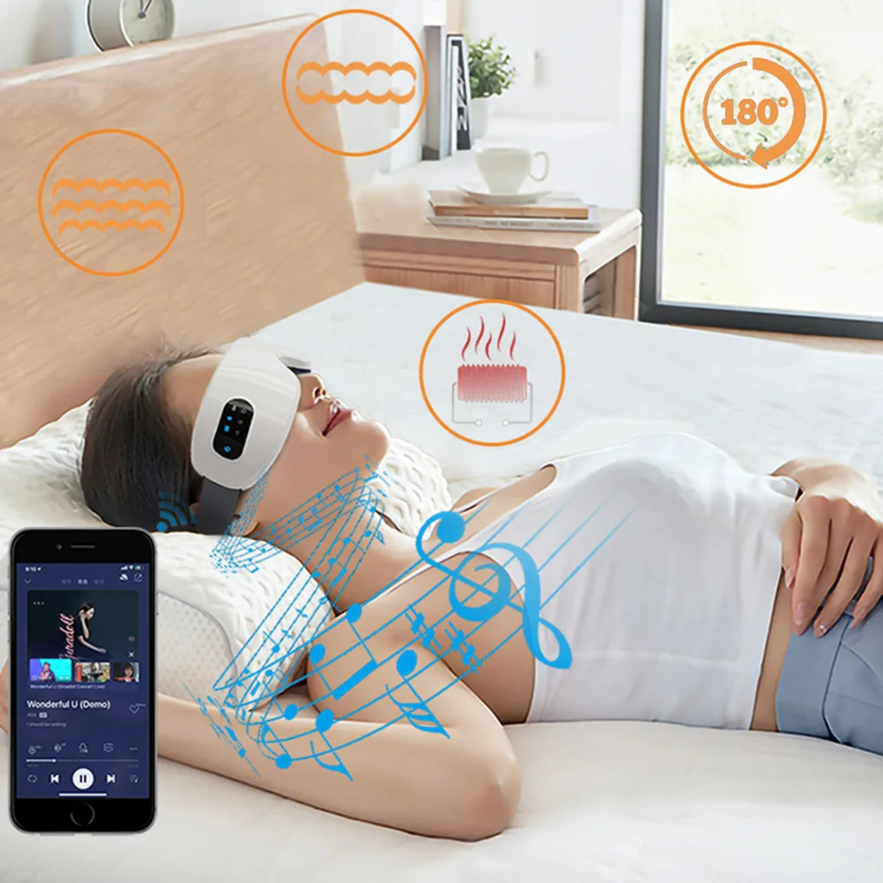 Smart Øjenmassageapparat med Bluetooth og Afspændingsfunktion