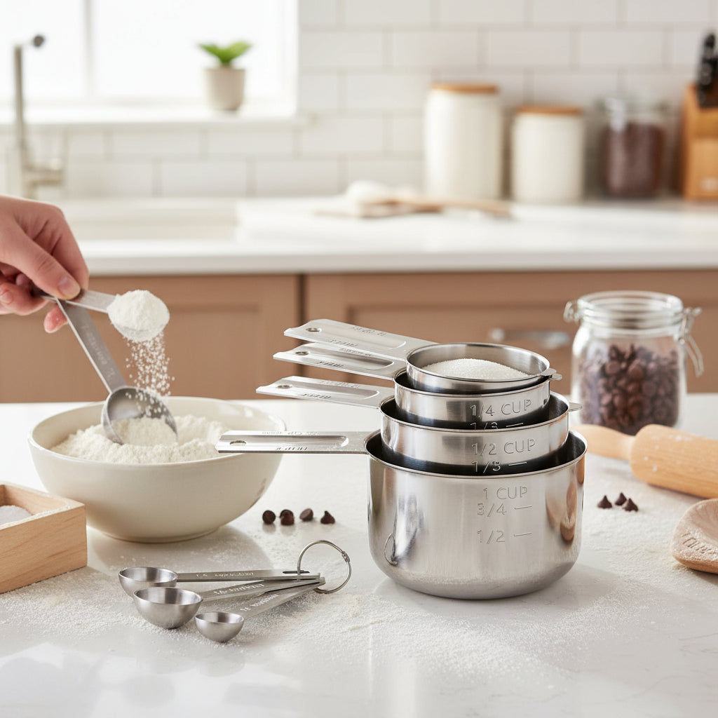 Rustfrit Stål Målesæt til Præcis Madlavning og Bagning