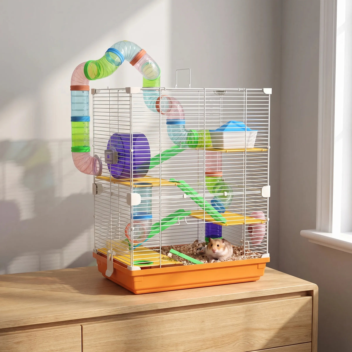 Flere etagers hamsterbur med rør - Tubix