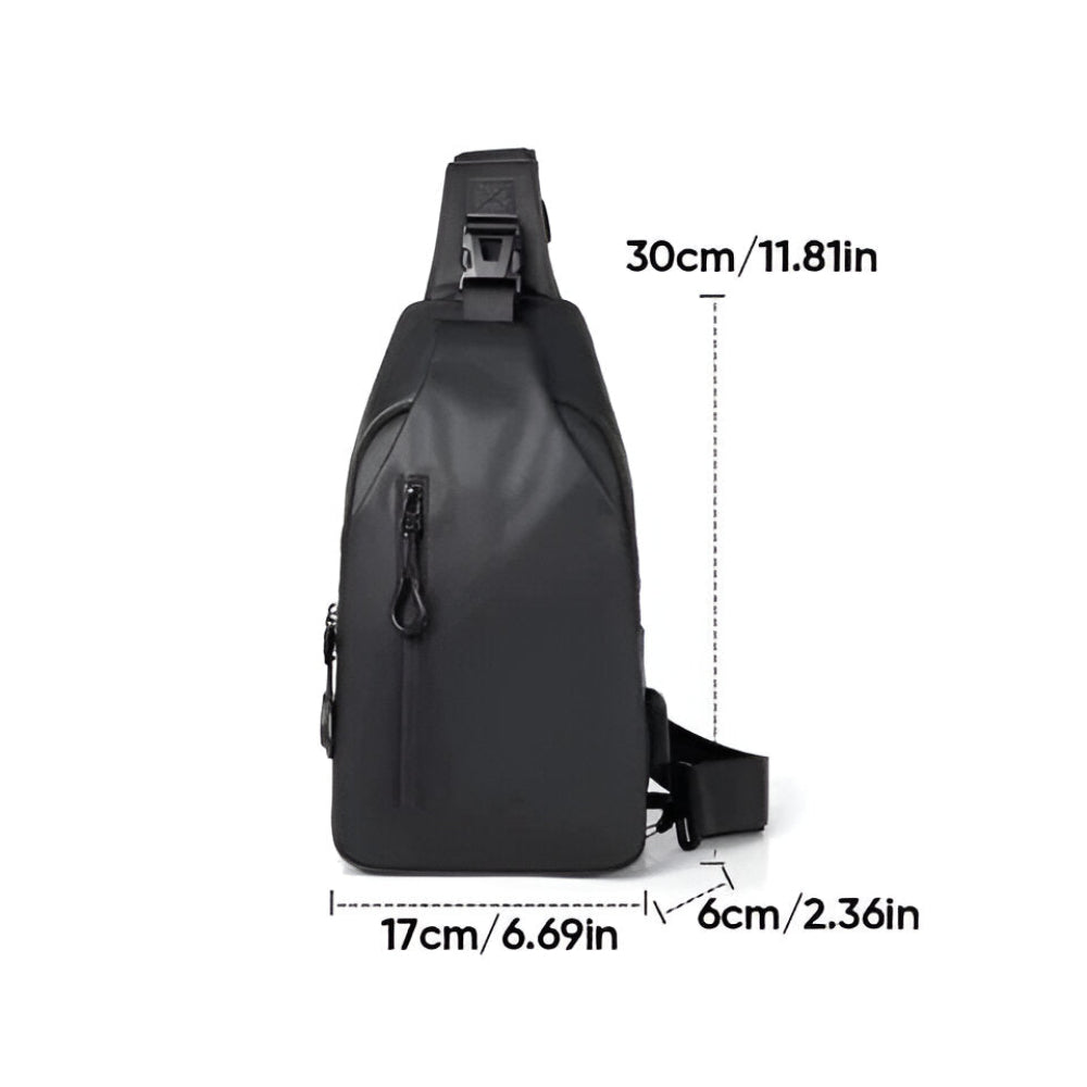 Justerbar Svart Crossbodyväska för Män - Mode Crossbodyväska