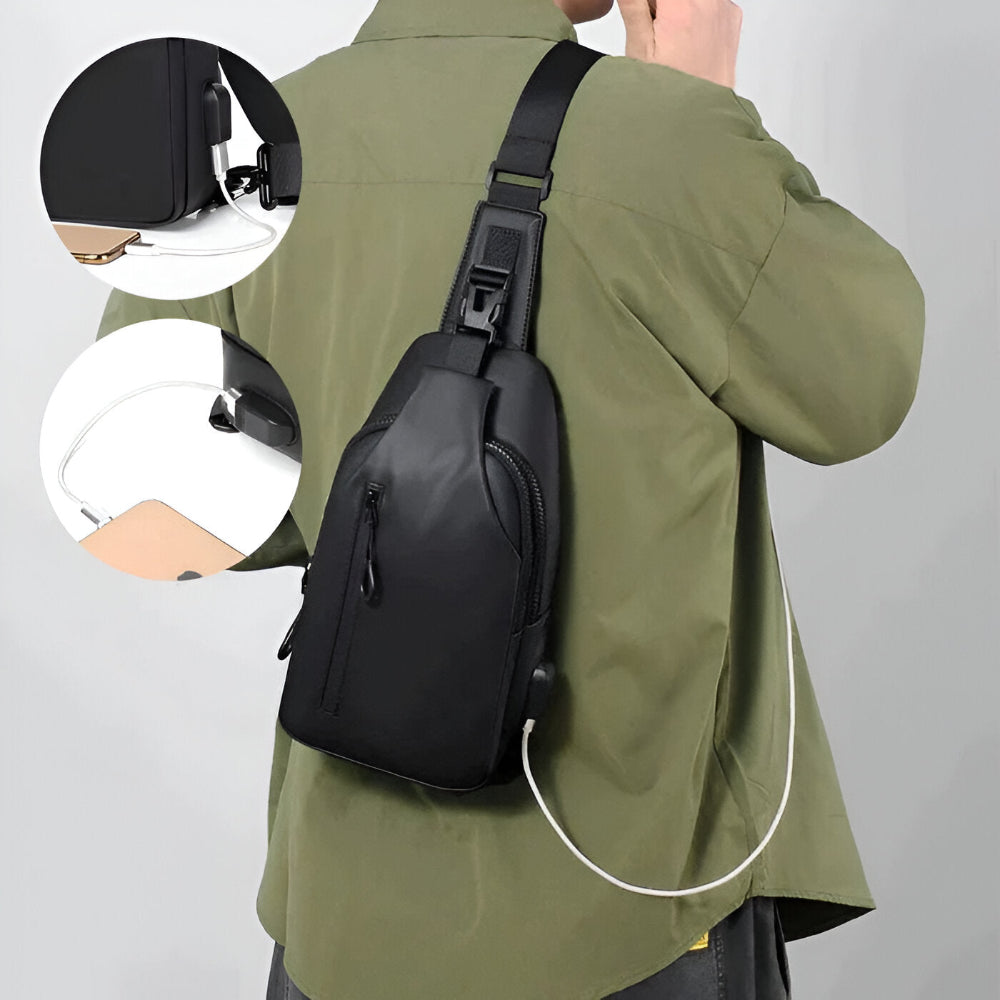 Justerbar Svart Crossbodyväska för Män - Mode Crossbodyväska