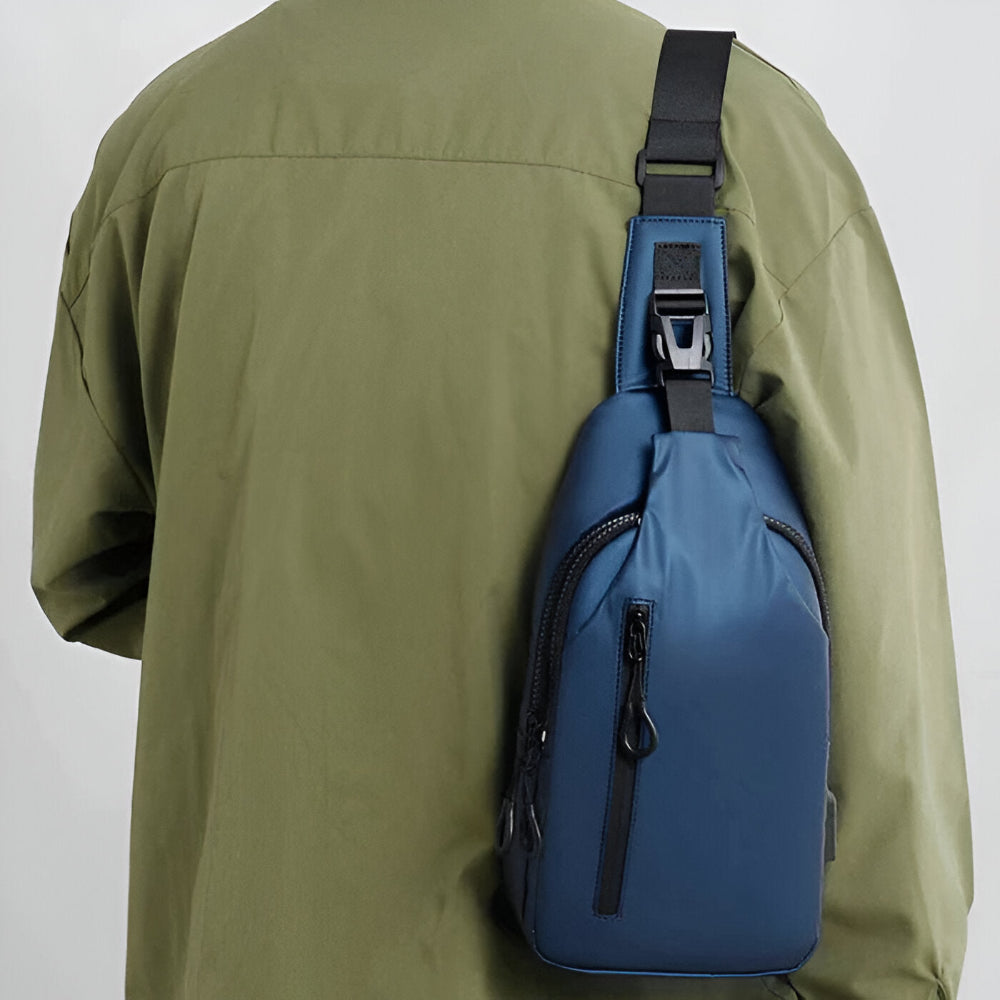 Justerbar Svart Crossbodyväska för Män - Mode Crossbodyväska