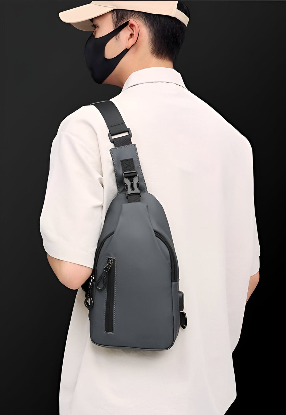 Justerbar Svart Crossbodyväska för Män - Mode Crossbodyväska