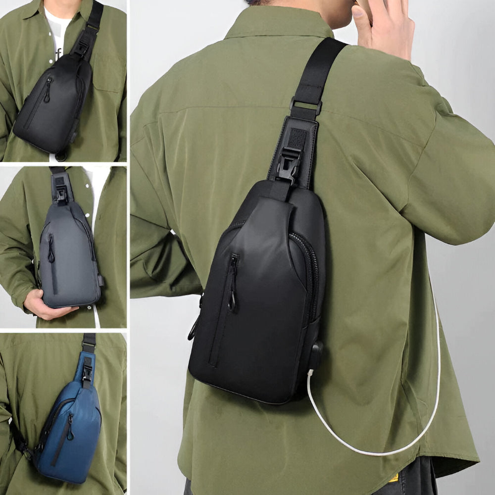 Justerbar Svart Crossbodyväska för Män - Mode Crossbodyväska