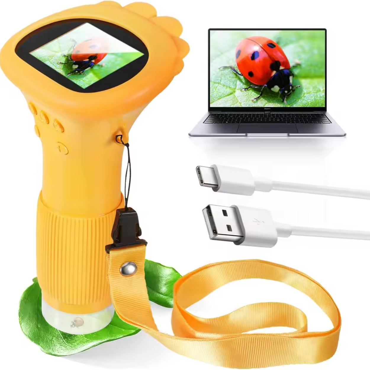 Barnvänligt mikroskop med färgstark digital skärm