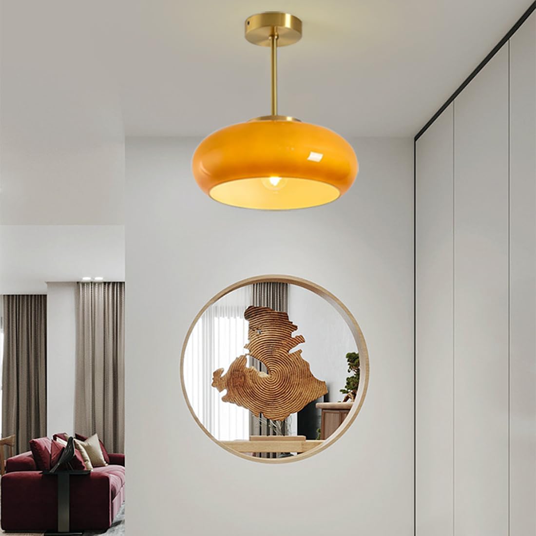 Vintage Rund Loftlampe i Glas - Tidløs Elegance & Belysning