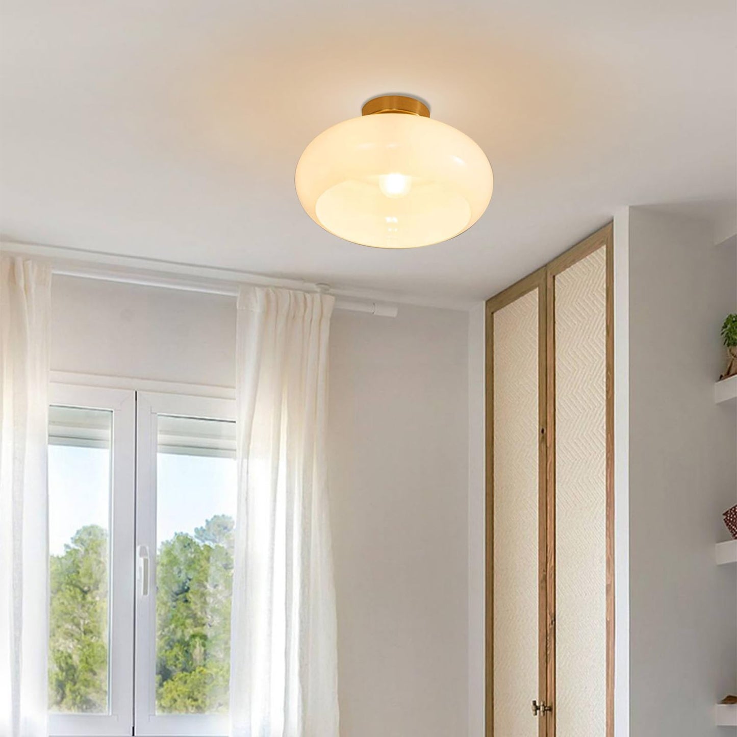 Vintage Rund Loftlampe i Glas - Tidløs Elegance & Belysning