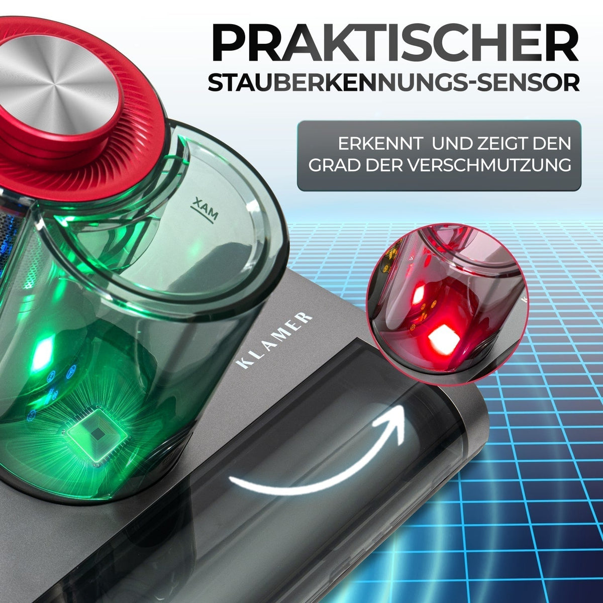 Handdammsugare 450 Watt med 18 000 Pa, UV-funktion och HEPA-filter