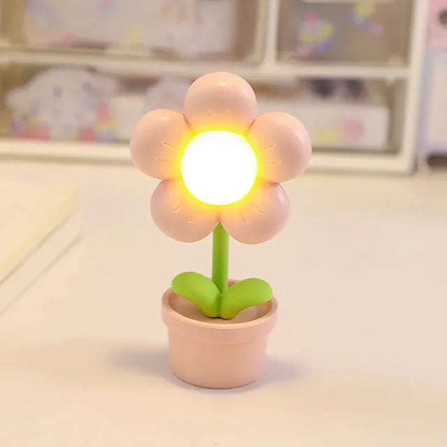 Elegant Blomsterformet Bordlampe med Blid LED Belysning