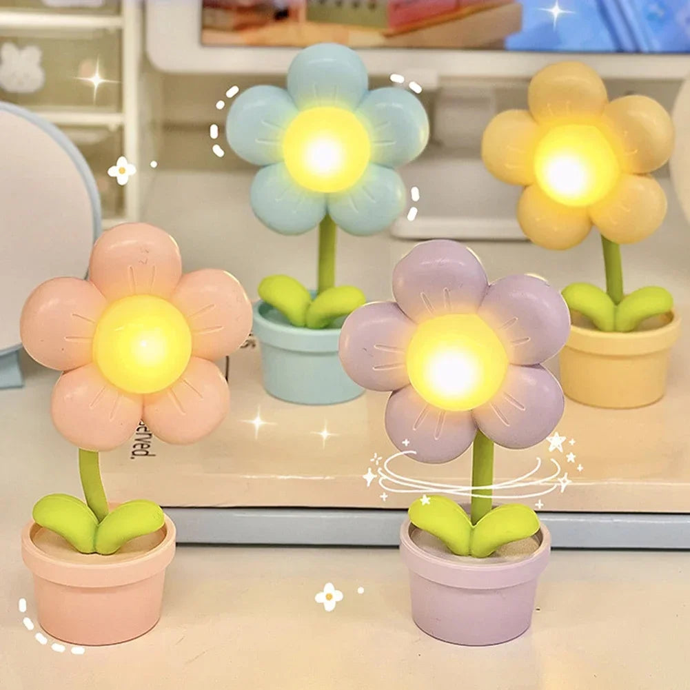 Elegant Blomsterformet Bordlampe med Blid LED Belysning