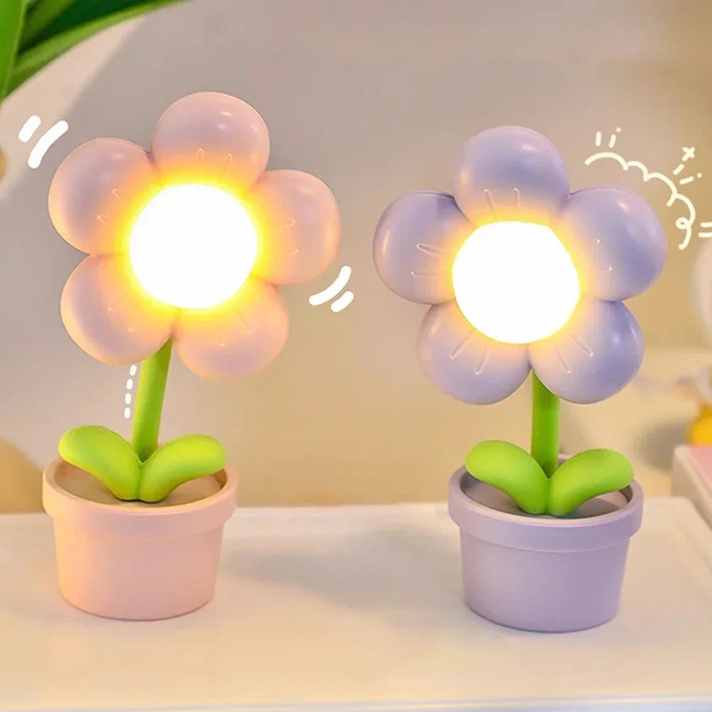 Elegant Blomsterformet Bordlampe med Blid LED Belysning