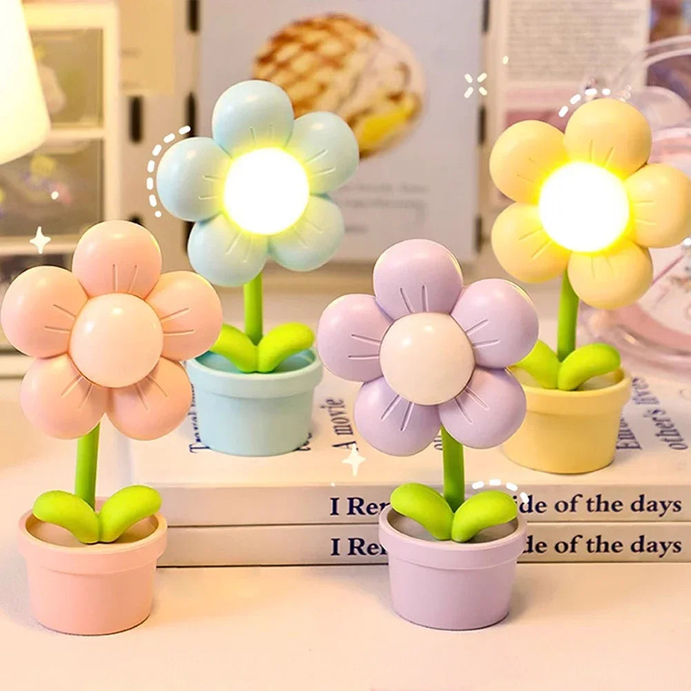 Elegant Blomsterformet Bordlampe med Blid LED Belysning