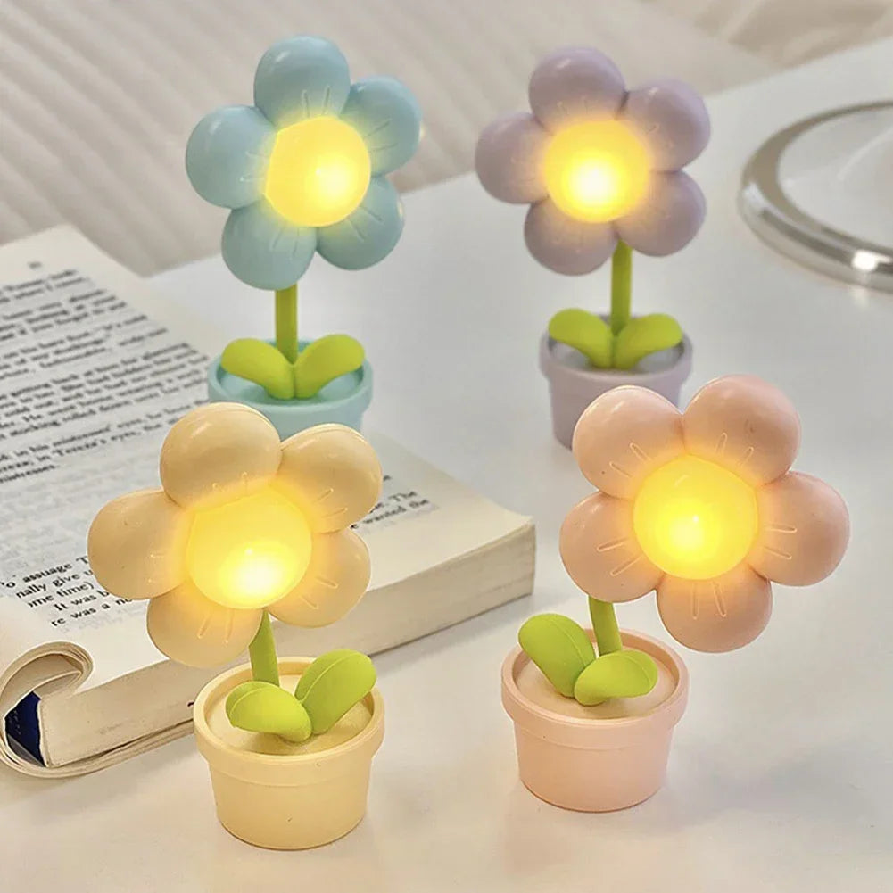 Elegant Blomsterformet Bordlampe med Blid LED Belysning