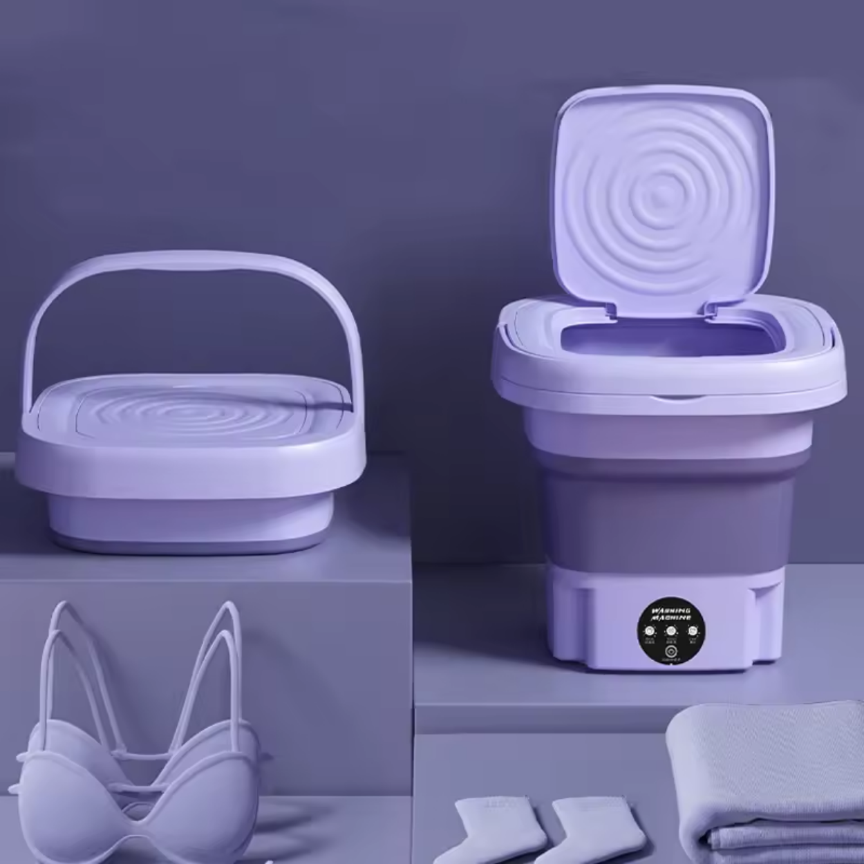 Bærbar Mini Vaskemaskine med Sammenfoldeligt Design